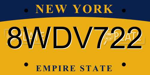 8WDV722 New York License Plate
