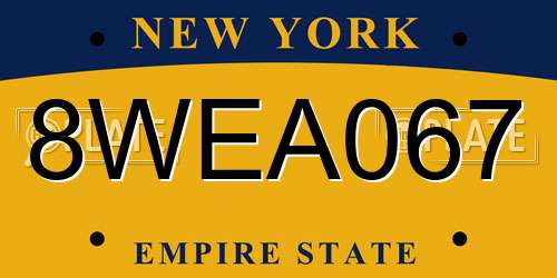 8WEA067 New York License Plate