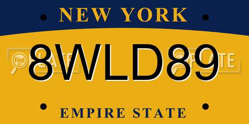8WLD89 New York License Plate