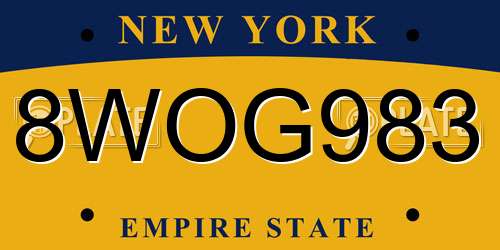 8WOG983 New York License Plate