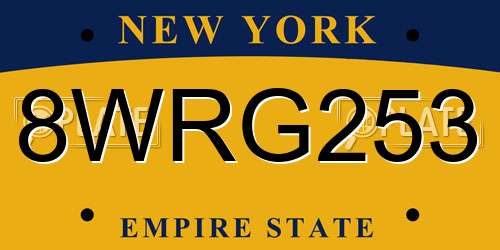 8WRG253 New York License Plate