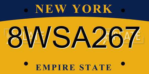 8WSA267 New York License Plate