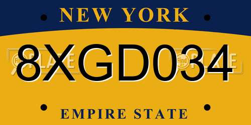 8XGD034 New York License Plate
