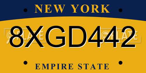 8XGD442 New York License Plate