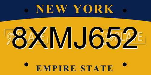 8XMJ652 New York License Plate