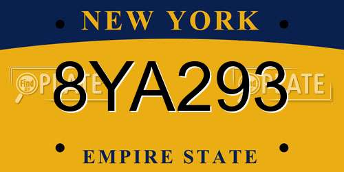 8YA293 New York License Plate