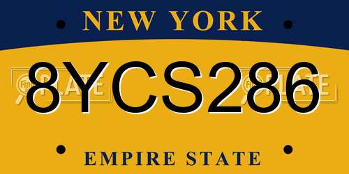 8YCS286 New York License Plate