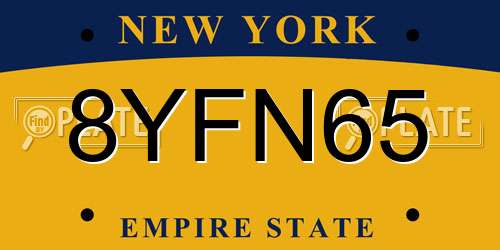 8YFN65 New York License Plate