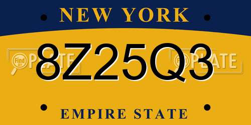 8Z25Q3 New York License Plate