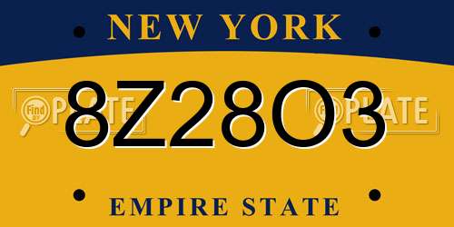8Z28O3 New York License Plate