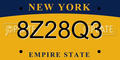 8Z28Q3 New York License Plate