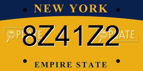 8Z41Z2 New York License Plate