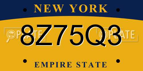 8Z75Q3 New York License Plate
