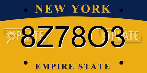 8Z78O3 New York License Plate
