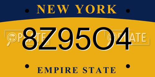 8Z95O4 New York License Plate