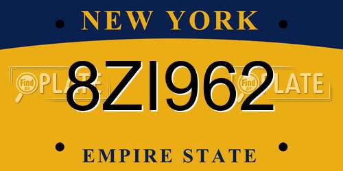 8ZI962 New York License Plate