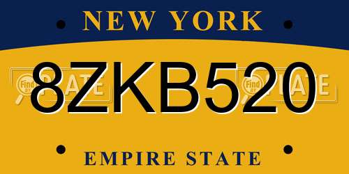 8ZKB520 New York License Plate