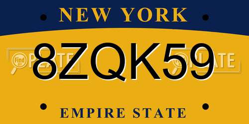 8ZQK59 New York License Plate