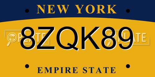 8ZQK89 New York License Plate