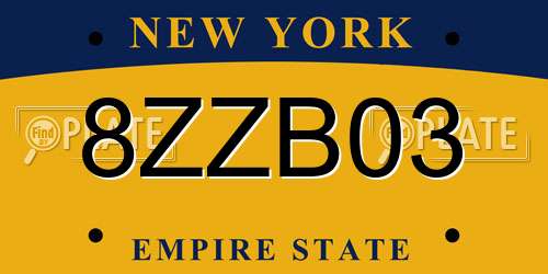 8ZZB03 New York License Plate