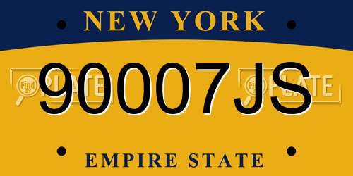 90007JS New York License Plate