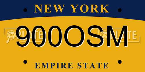 900OSM New York License Plate