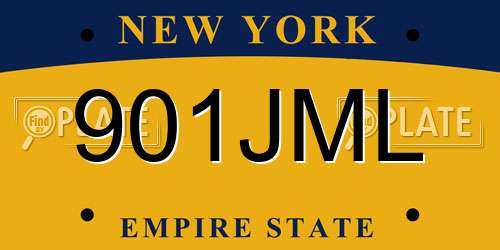 901JML New York License Plate