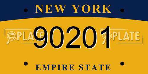 90201 New York License Plate