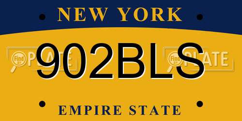 902BLS New York License Plate