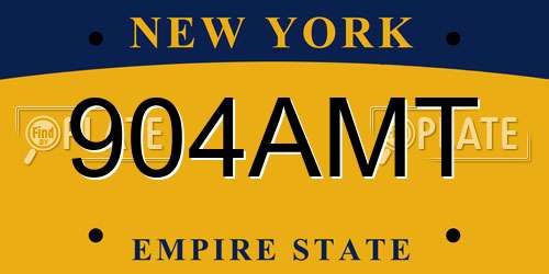 904AMT New York License Plate