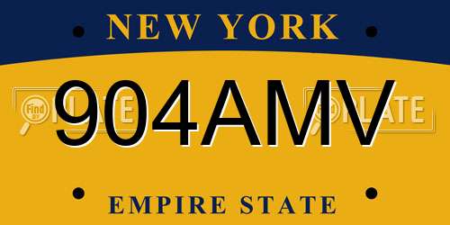 904AMV New York License Plate