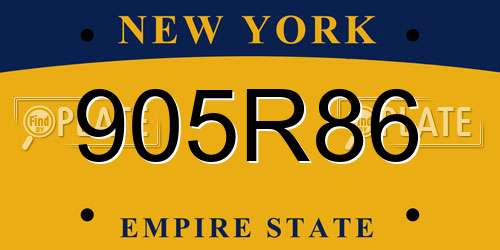 905R86 New York License Plate