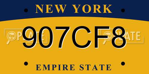 907CF8 New York License Plate