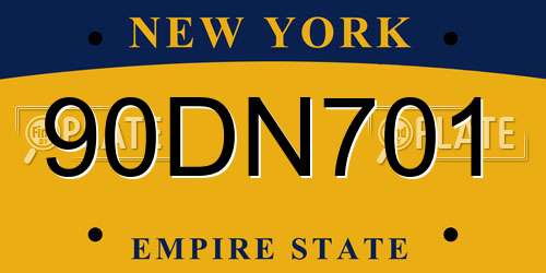 90DN701 New York License Plate
