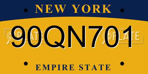 90QN701 New York License Plate