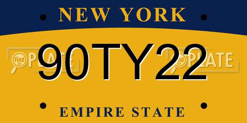 90TY22 New York License Plate