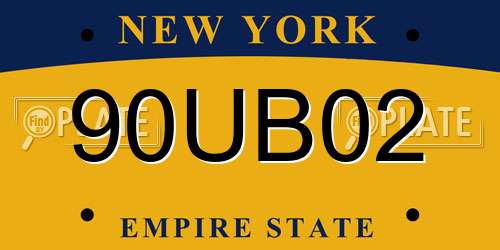 90UB02 New York License Plate
