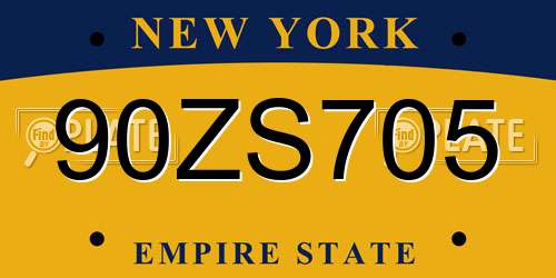 90ZS705 New York License Plate