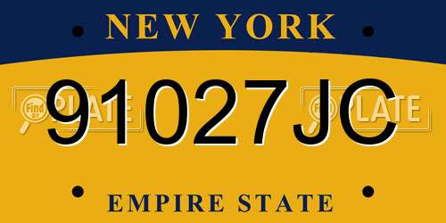 91027JC New York License Plate