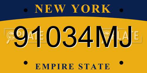 91034MJ New York License Plate