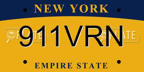 911VRN New York License Plate