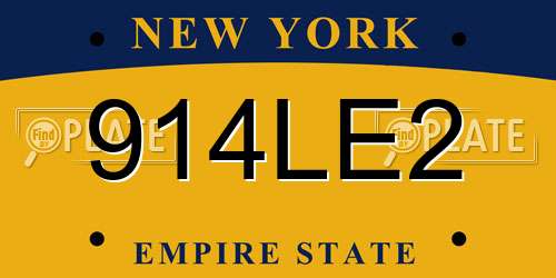 914LE2 New York License Plate