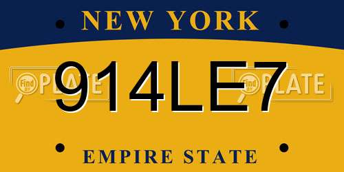 914LE7 New York License Plate