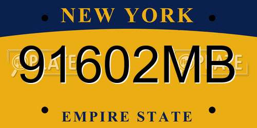 91602MB New York License Plate