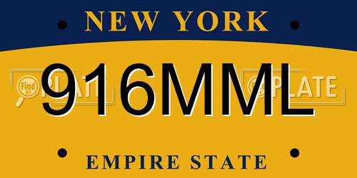 916MML New York License Plate