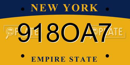 918OA7 New York License Plate