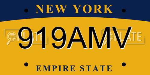 919AMV New York License Plate