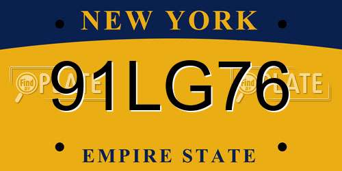 91LG76 New York License Plate