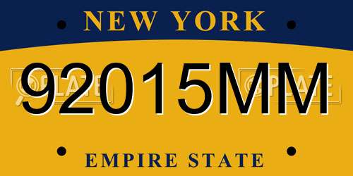 92015MM New York License Plate