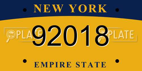 92018 New York License Plate